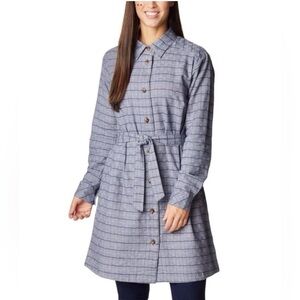 Columbia Holly Hideaway Flannel Dress Blue Plaid XS NWT Fall Winter Holiday